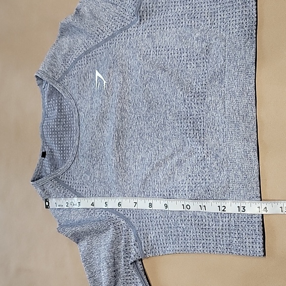 Gymshark Size Unknown Marled Blue/Gray Vital Seamless Long Sleeve Crop Top - Picture 9 of 11